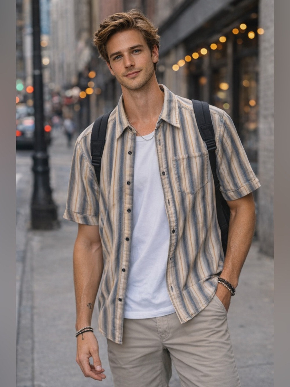 Kuhl Multi Color Stripe Shirt Men’s Large Short Sleeves Button Front